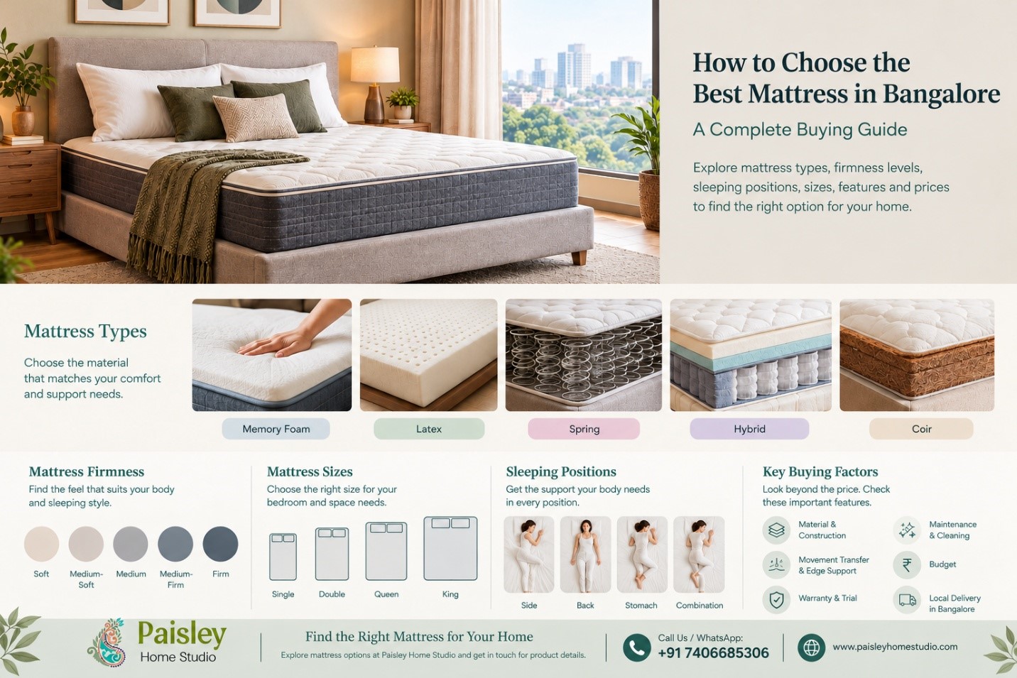 How to Choose the Best Mattress in Bangalore – Paisley Home Studio Buying Guide